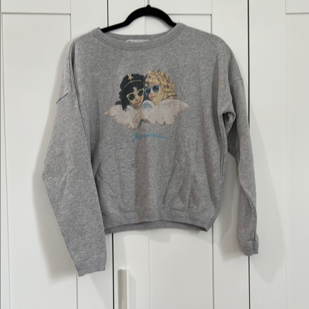Fiorucci Gray Angel Print Sweater